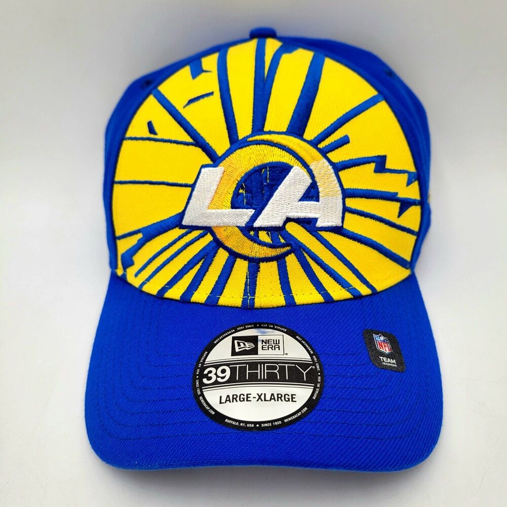 New Era Los Angeles Rams 39Thirty Shattered Flex Hat Gold Royal L/XL NWT